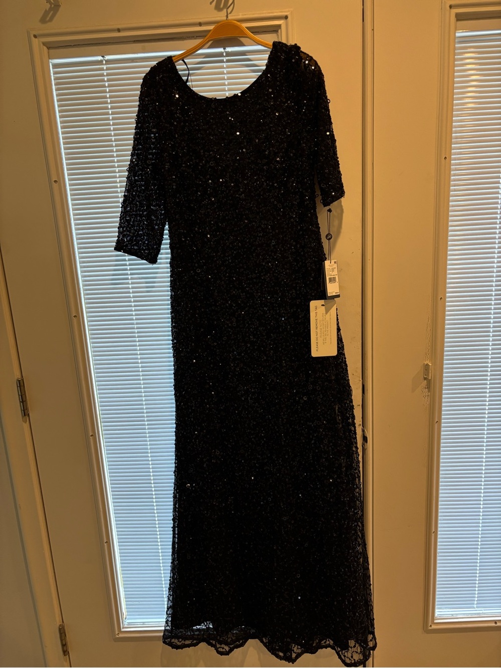 Adrianna Papell Black Sequin Evening Gown Size 14 New with Tags